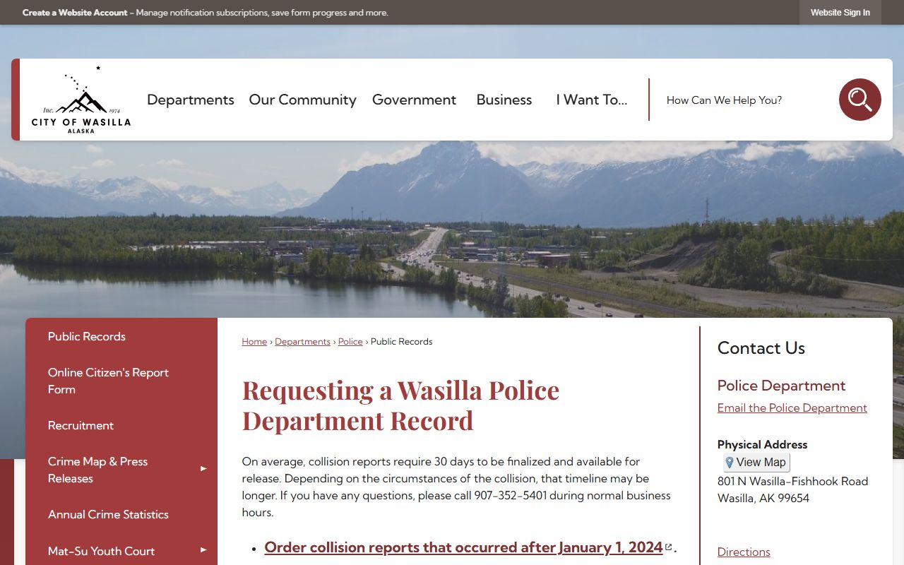 Wasilla booking releases public records request