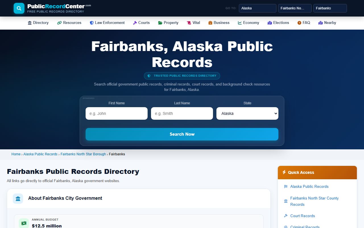 Fairbanks booking releases public records resources