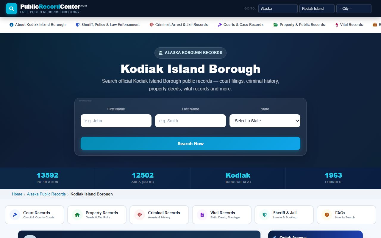 Kodiak booking releases public records resources