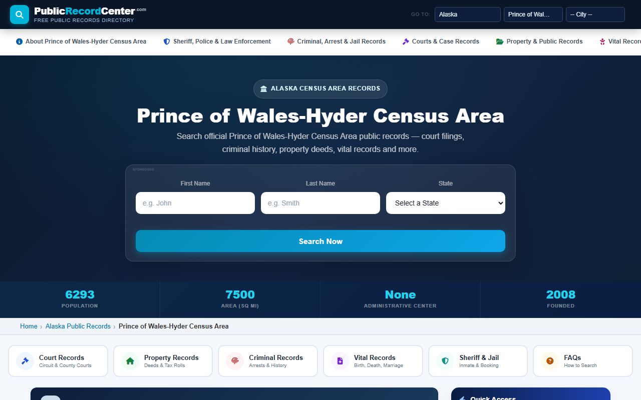 Prince of Wales-Hyder Booking Releases public records resources