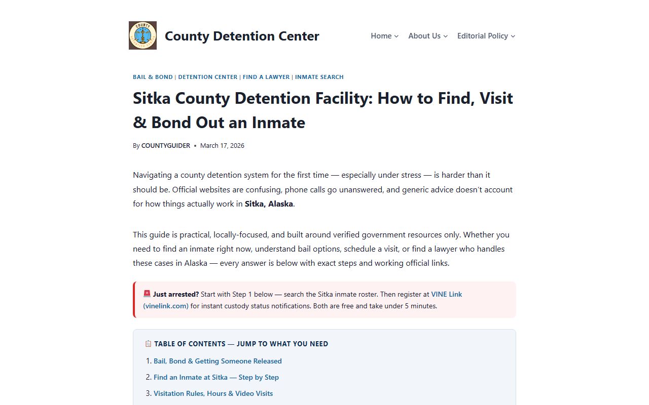 Sitka City and Borough Booking Releases detention info