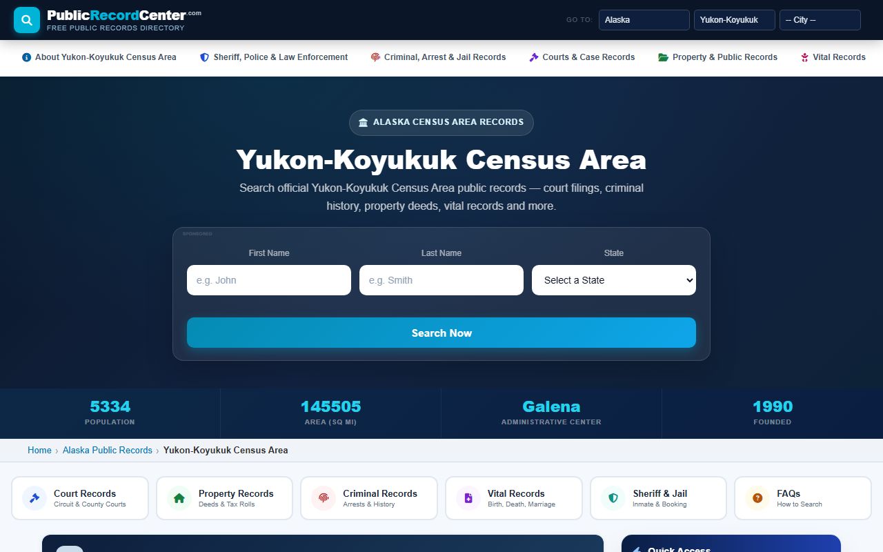 Yukon-Koyukuk Census Area booking releases resources