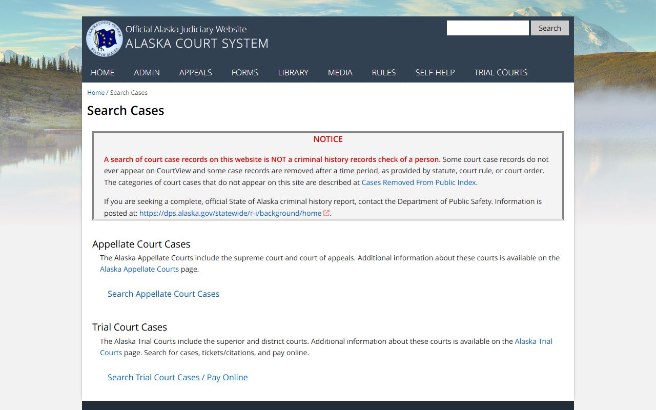 Alaska court booking releases case search