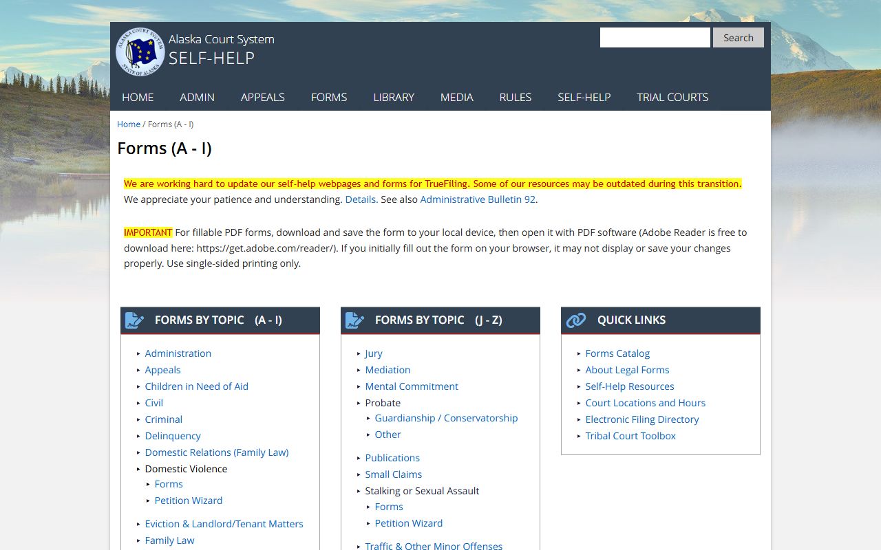 Alaska court forms booking releases