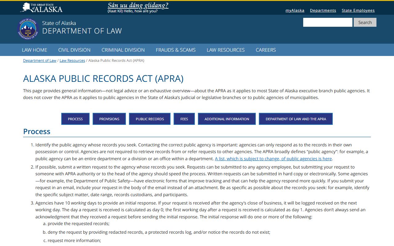 Alaska public records act booking releases